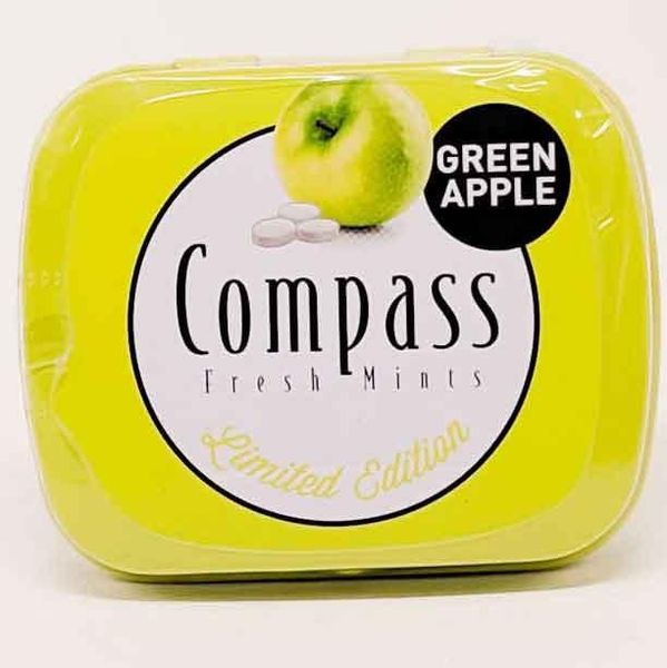 Льодяники з смаком яблука Compass Green Apple 12шт по 14g без цукру Німеччина 20221110001 фото