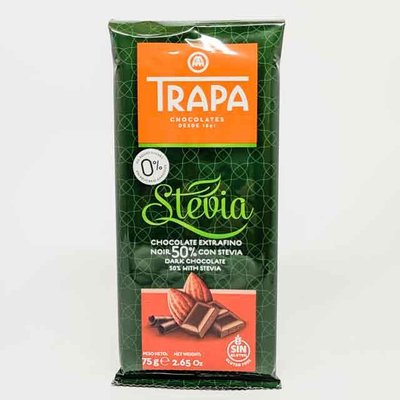 Чорний шоколад зі стевією Trapa Stevia Dark Chocolate 50% cacao, 75 г Іспанія 23722801 фото