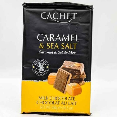 Бельгійський молочний шоколад з карамеллю та сіллю Cachet Caramel and Sea Salt 300 г Бельгія 20220105016 фото