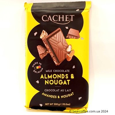 Cachet milk chocolate almonds nougat Молочний шоколад з мигдалем і нугою – 300 г 5412956217039 фото