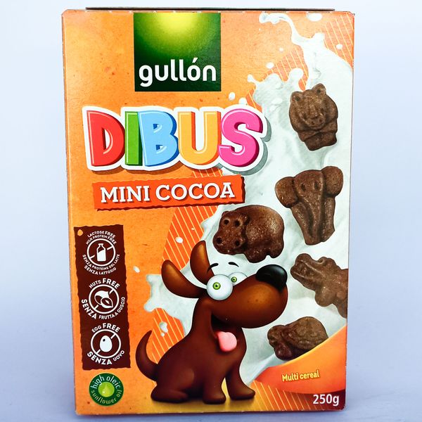 Безлактозне какао печиво у формі тварин Gullon Dibus Mini Cacao 250г Іспанія 20220105057 фото