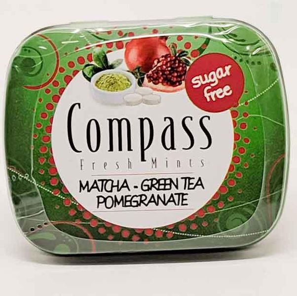 Льодяники Compass Matcha Green Tea Pomegranate 12шт по 14g з смаком гранату без цукру Німеччина 20221110003 фото