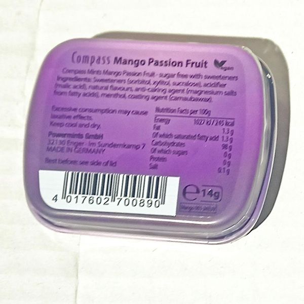 Льодяники з смаком манго Compass Mango 12шт по 14g без цукру Німеччина 4017602700890 фото