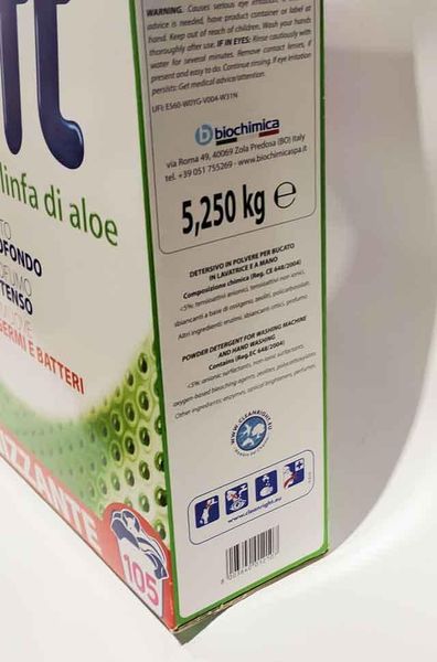 Універсальний антибактеріальний порошок для прання з ароматом алое Soft Aloe 105 прань 5.25 кг Італія НФ-00000768 фото