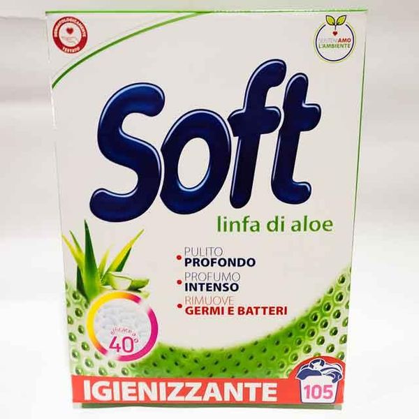 Універсальний антибактеріальний порошок для прання з ароматом алое Soft Aloe 105 прань 5.25 кг Італія НФ-00000768 фото