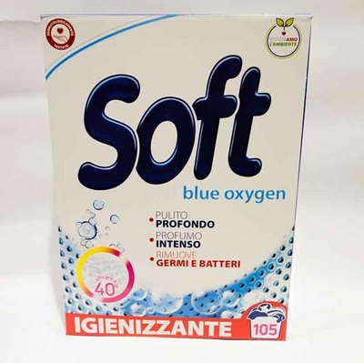 Антибактеріальний пральний порошок універсальний Soft Blue Oxygen 105 прань 5.25 кг Італія НФ-00000767 фото