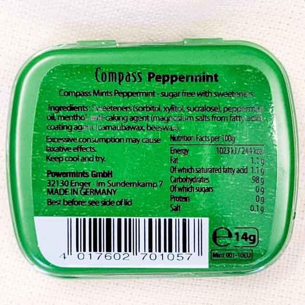 Льодяники Compass Pepper Mint 12 шт по 14g мятні безцурку Німеччина 20230227001 фото