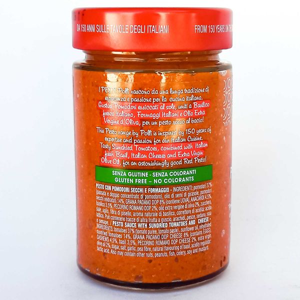 Італійський соус песто з помідорами Поллі Polli Pesto Pomodori secchi e formagio 190 г, Приправи та соуси 161033BM фото